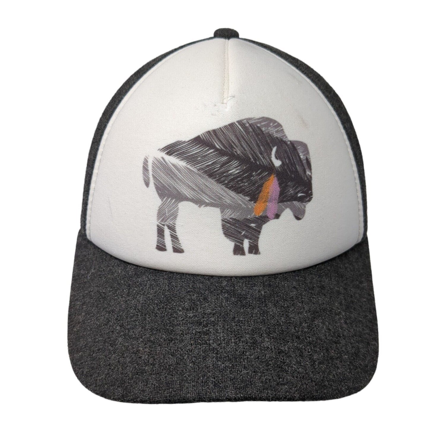 Bison Snapback Hat Gray One Size Adjustable Colorblock Outdoor Pistil