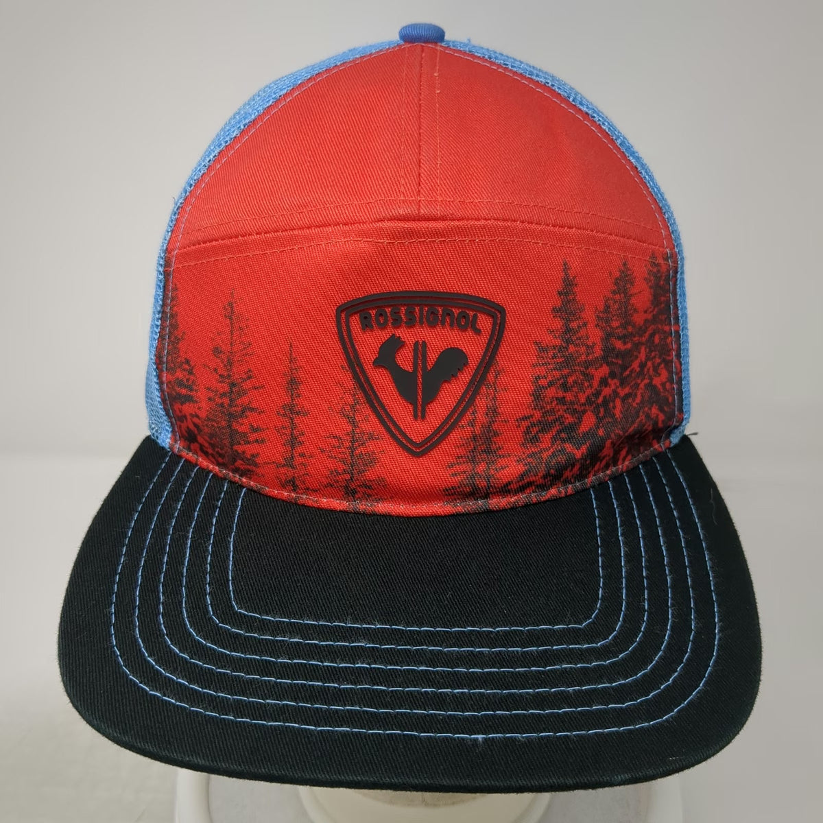 Rossignol Trucker Hat Red One Size Pine Forest Graphic Snapback Flat Brim Ski