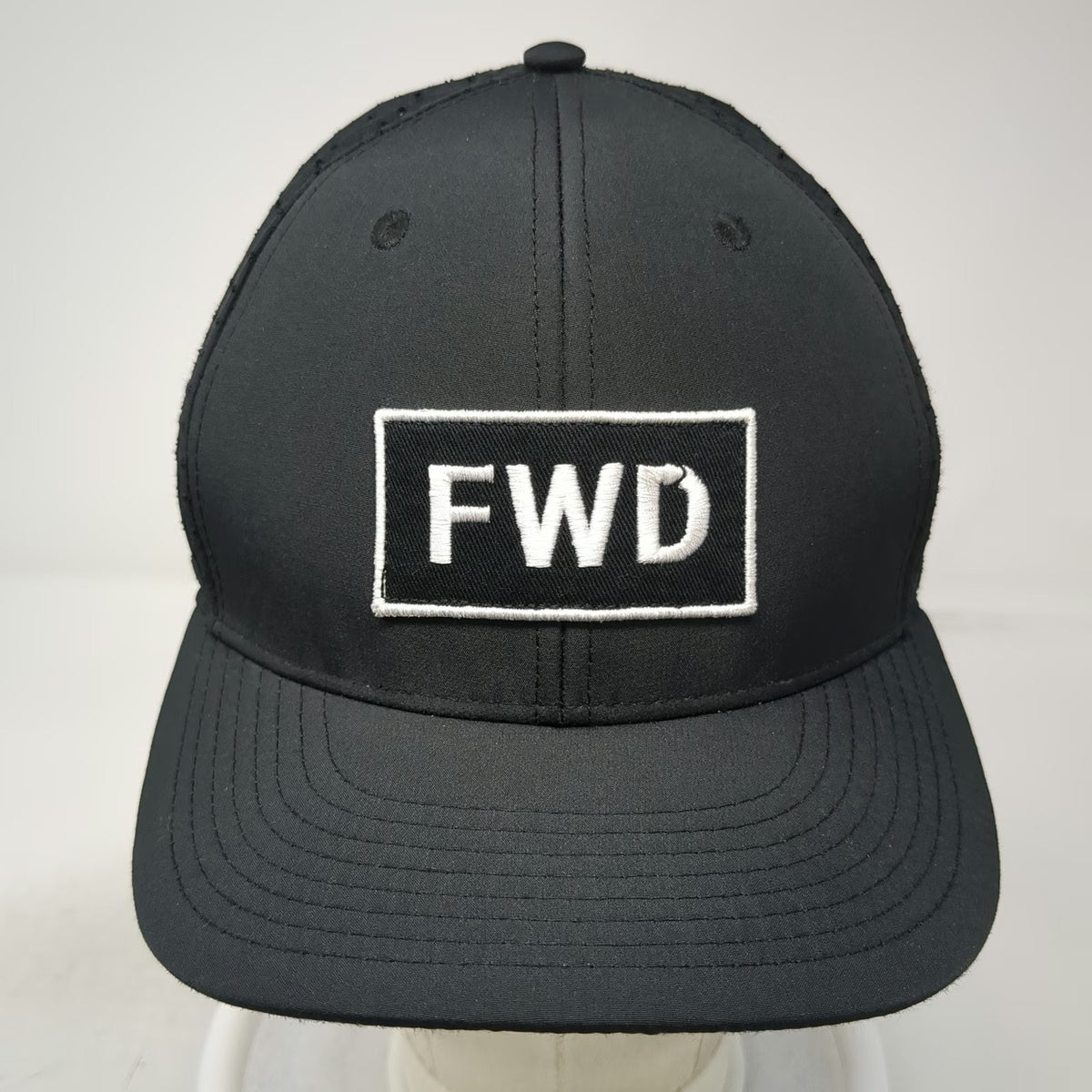 Forward Academy FWD Patch Trucker Hat Black One Size Mesh Back Snapback Cap