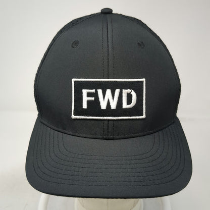 Forward Academy FWD Patch Trucker Hat Black One Size Mesh Back Snapback Cap
