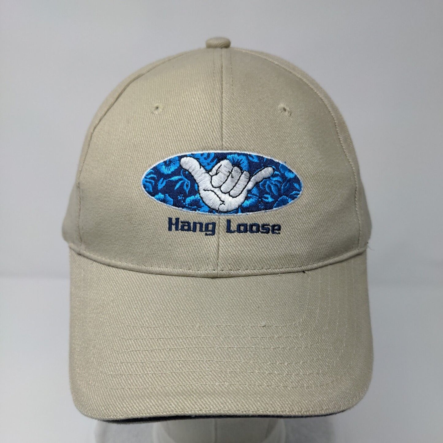 Hang Loose Fitted Hat Tan OSFA Embroidered Hawaii 6 Panel Surfware