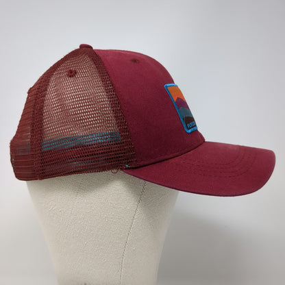 Flylow Trucker Hat Red One Size Mountain Landscape Patch Mesh Snapback Outdoor