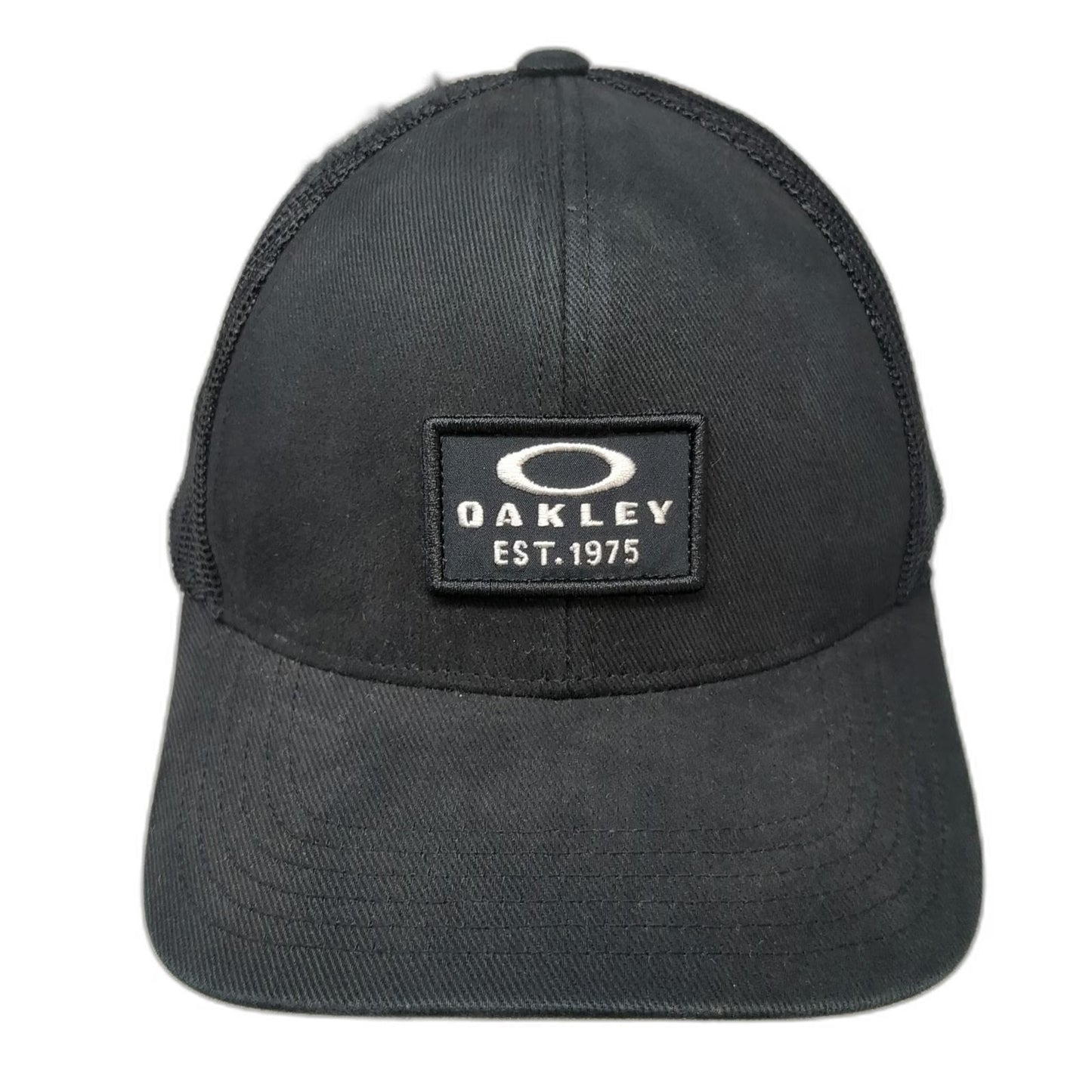 Oakley Trucker Hat Black One Size Mesh Back Snapback Logo Patch Structured