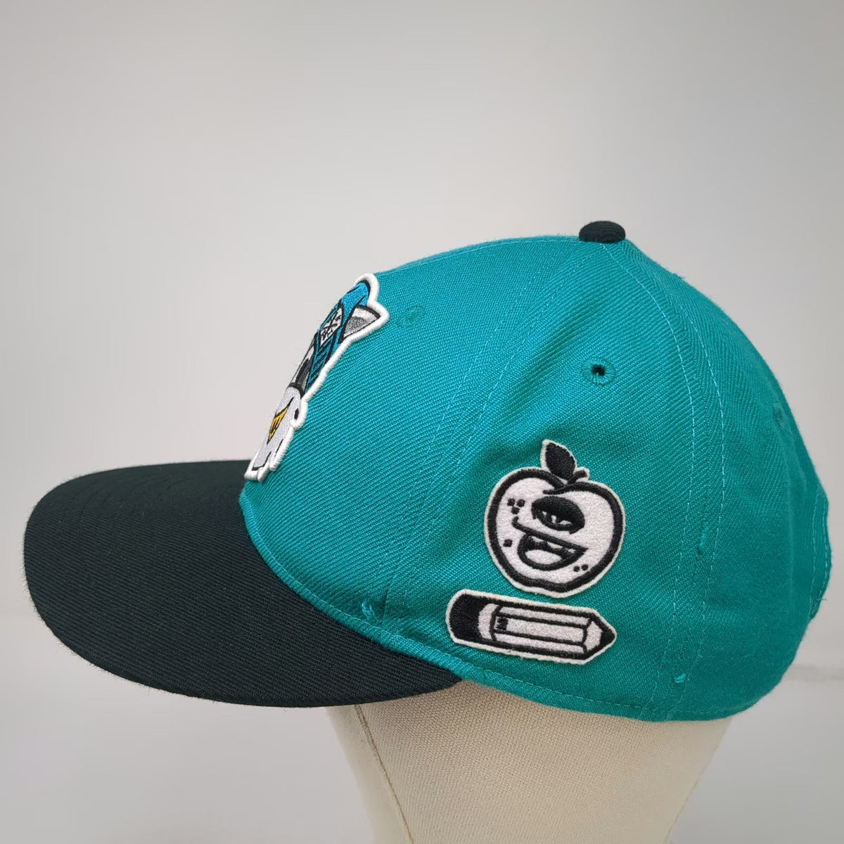 Neff Snapback Blue One Size School of Bandits Raccoon Apple Pencil Flat Brim Hat