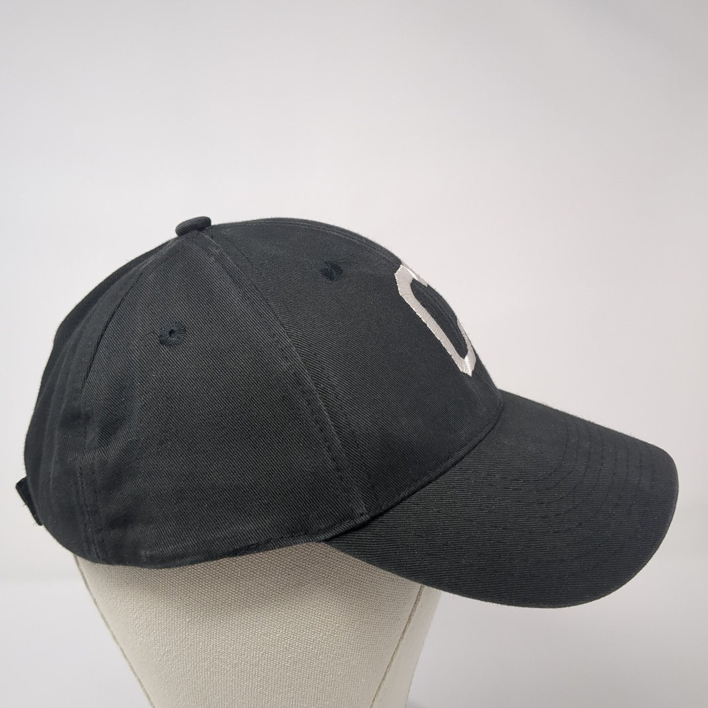 C Adult Strapback Baseball Cap Black One Size Adjustable Embroidered TCK