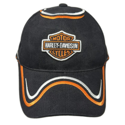 Harley-Davidson Baseball Cap Black OSFM Embroidered Logo Flames Strapback Hat