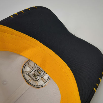 Boston Bruins NHL Reebok White Yellow Black XL Face Off Embroidered Logo Hat