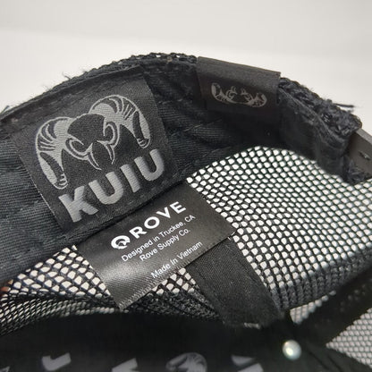 KUIU Trucker Hat Black One Size Mesh Back Snapback Ram Logo Patch Hunting Cap