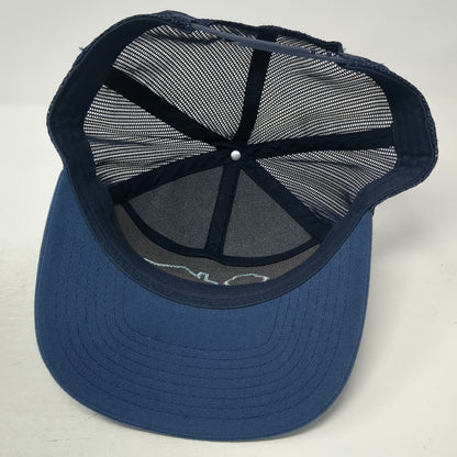 Trucker Hat Blue One Size Mesh Snapback House Tree Graphic Flat Bill 7 Panel