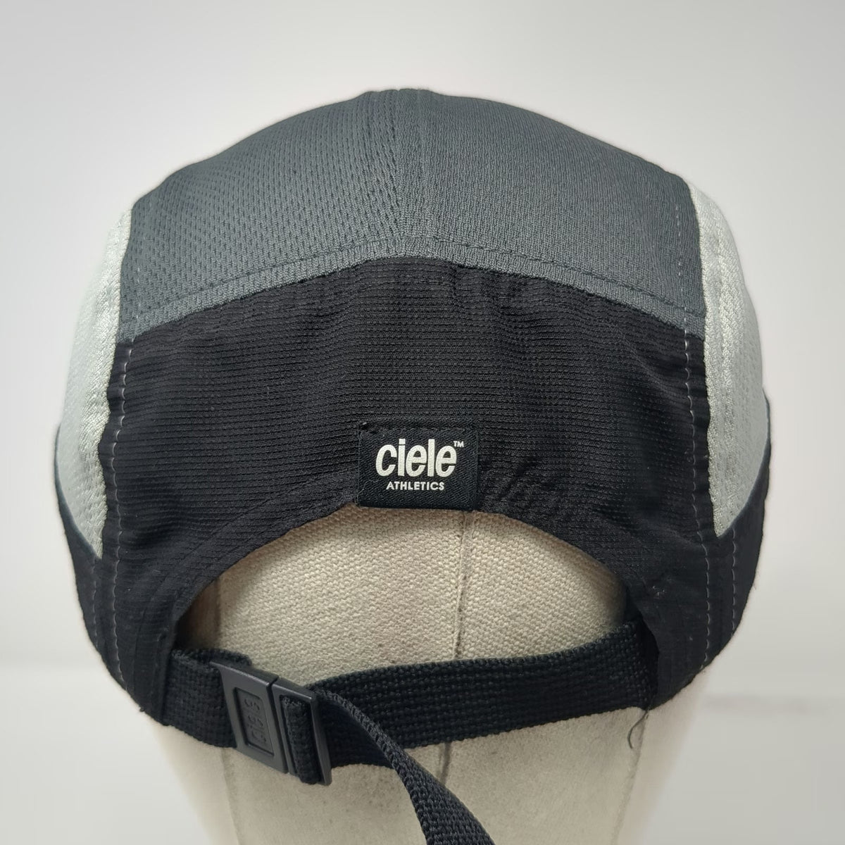 Ciele Athletics 5 Panel Black Gray One Size Running Training Hat Mesh Breathable