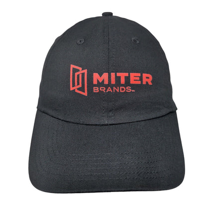 Miter Brands Strapback Hat Black One Size Adjustable 6 Panel Vent Holes