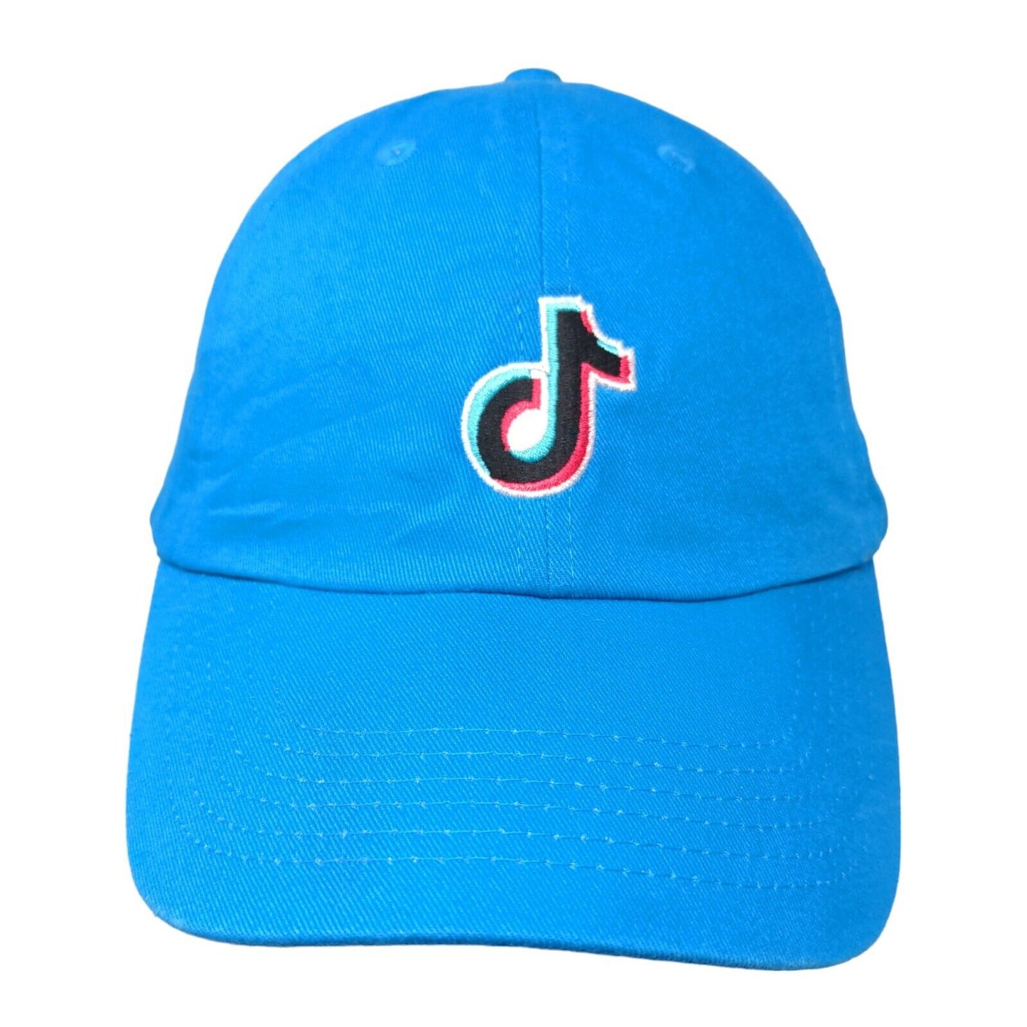 TikTok Slideback Hat Blue One Size Embroidered Logo Adjustable 6 Panel