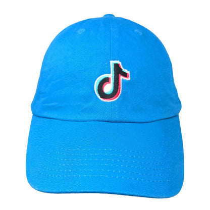 TikTok Slideback Hat Blue One Size Embroidered Logo Adjustable 6 Panel