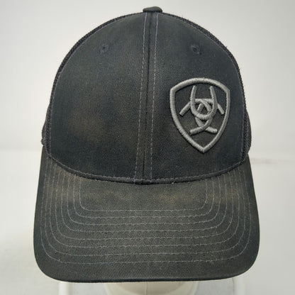 Ariat Trucker Hat Black One Size Snapback Embroidered Shield Logo Mesh Back 110