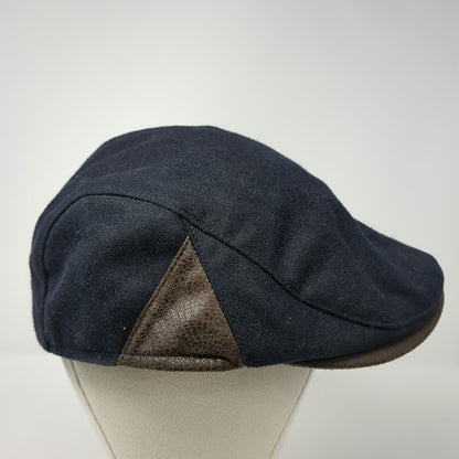 WAR Newsboy Cap Black Brown One Size Herringbone Snap Closure Cotton Blend Hat