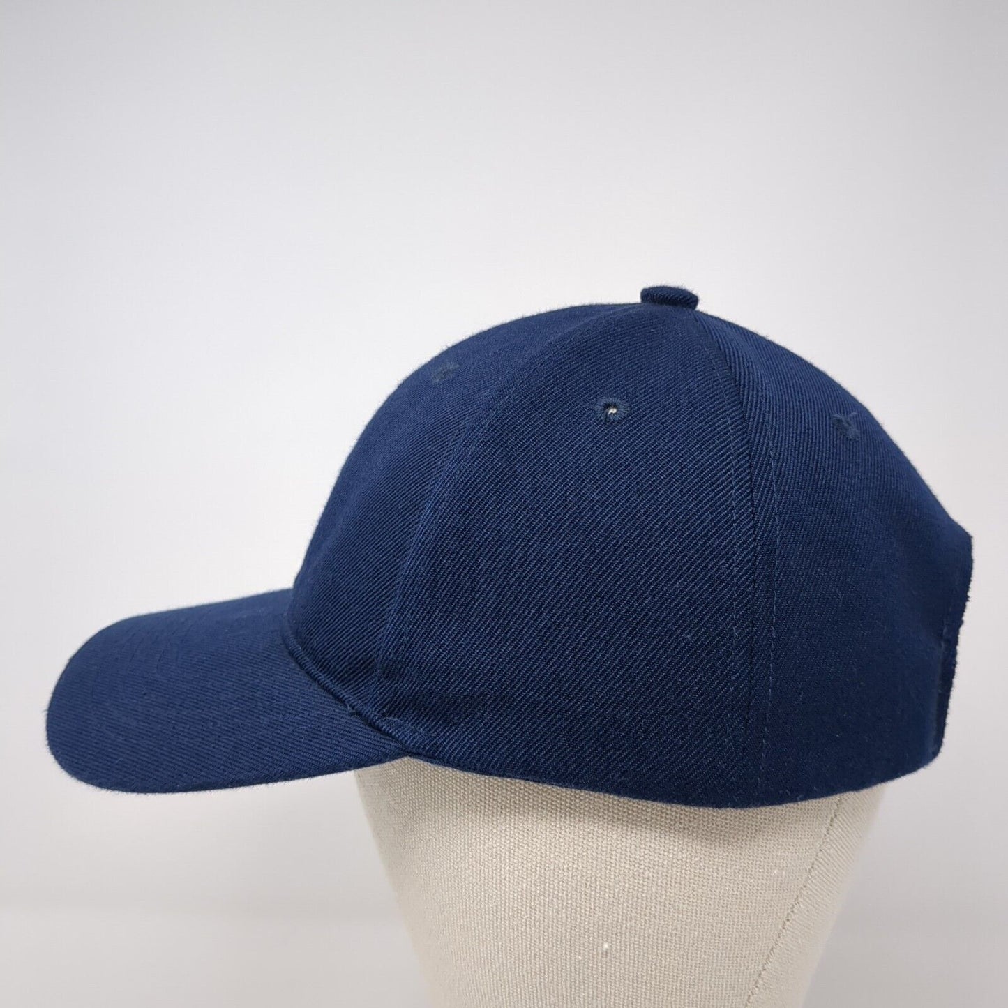 Unbranded Strapback Hat Blue One Size Adjustable Vented Holes 6 Panel Blank