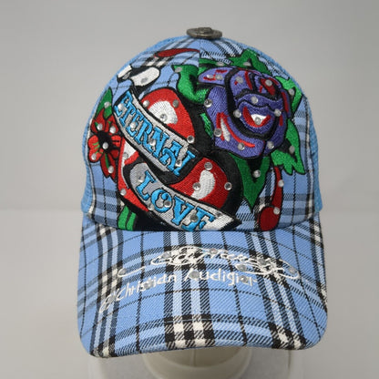 Ed Hardy Christian Audigier Snapback Mesh Back Hat Rhinestones Embroidered Love