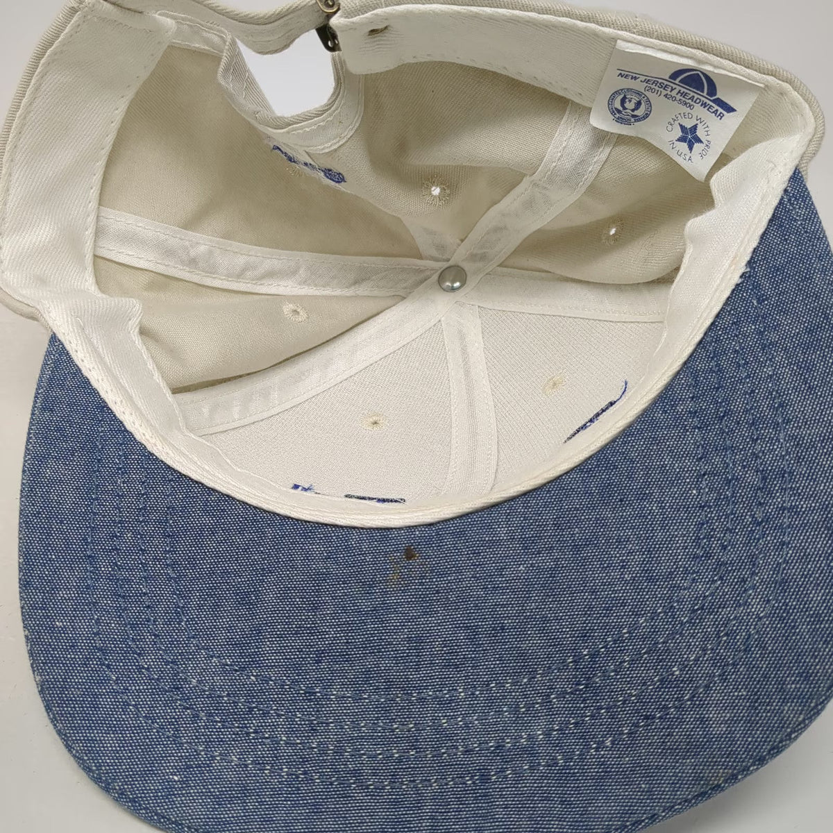 New Jersey Headwear TotalTel Baseball Cap Beige Blue One Size Denim Brim USA Hat