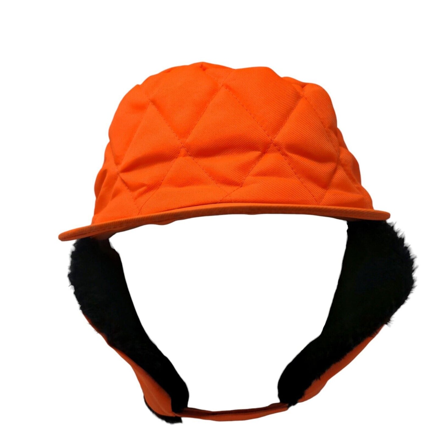 Unbranded Quilted Trapper Hat Orange XL Faux Fur Lined Ear Flap