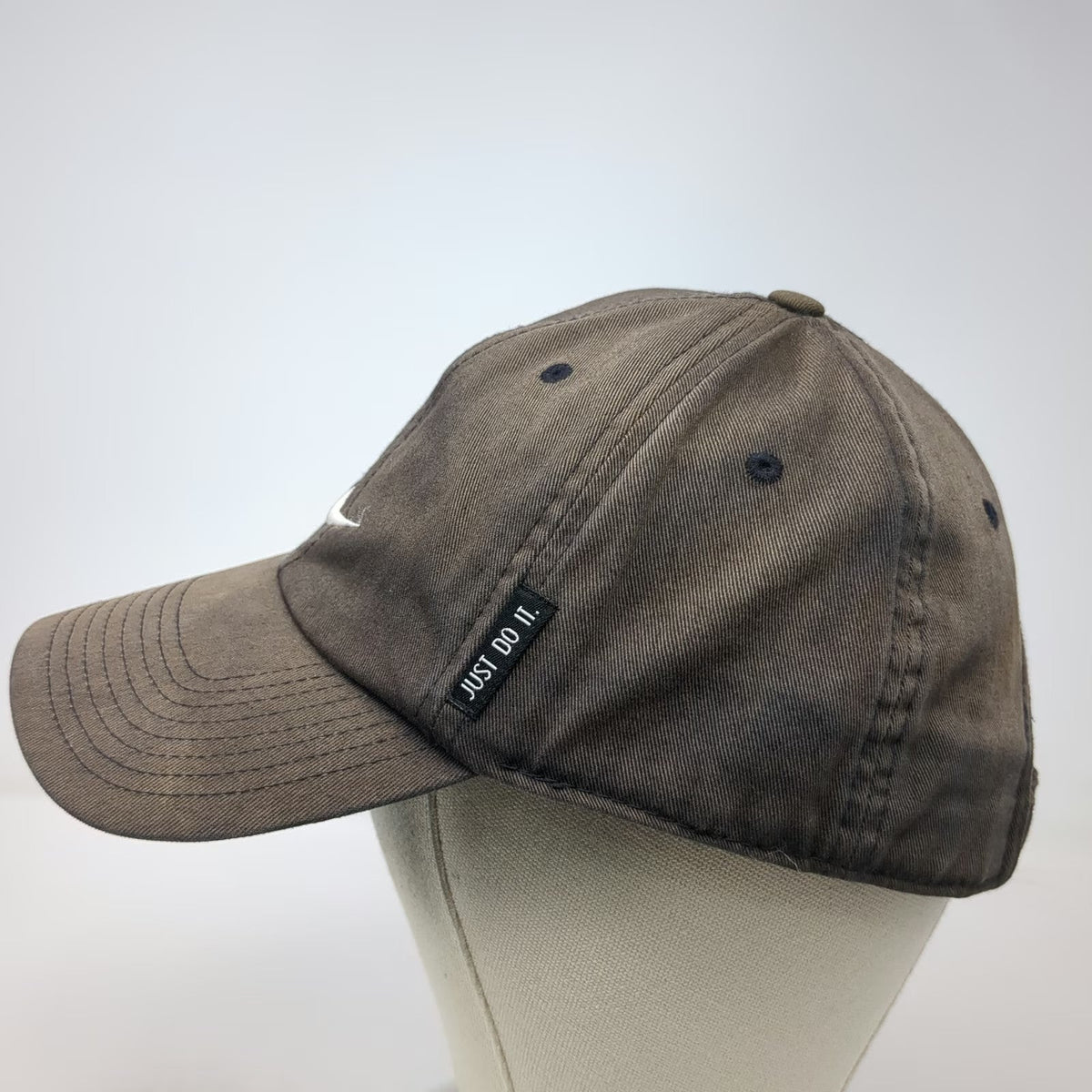 Nike Baseball Cap Black One Size Swoosh Just Do It Slideback Faded Cotton Hat