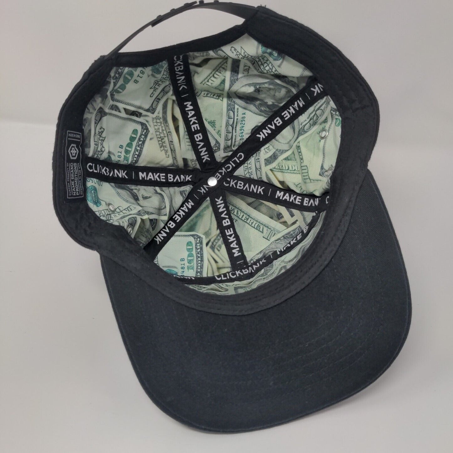 Make Bank Snapback Hat Black One Size Adjustable Clickbank Vent Holes