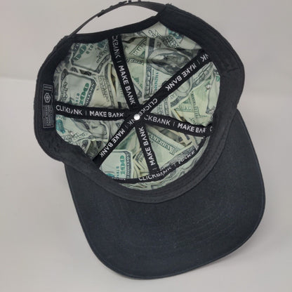 Make Bank Snapback Hat Black One Size Adjustable Clickbank Vent Holes