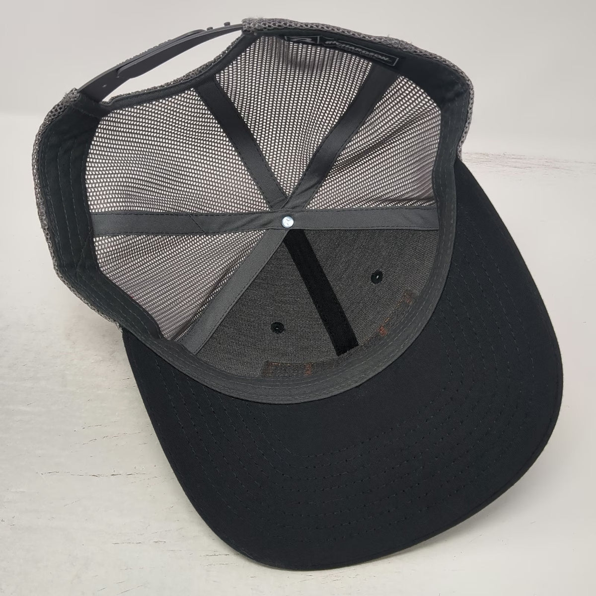 Richardson Trucker Hat Black Gray One Size Leather Patch Mountain West Electric