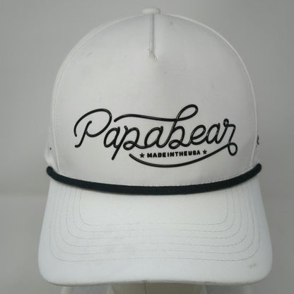 Papa Bear Trucker Hat White One Size Rope Perforated Snapback Made In USA Logo
