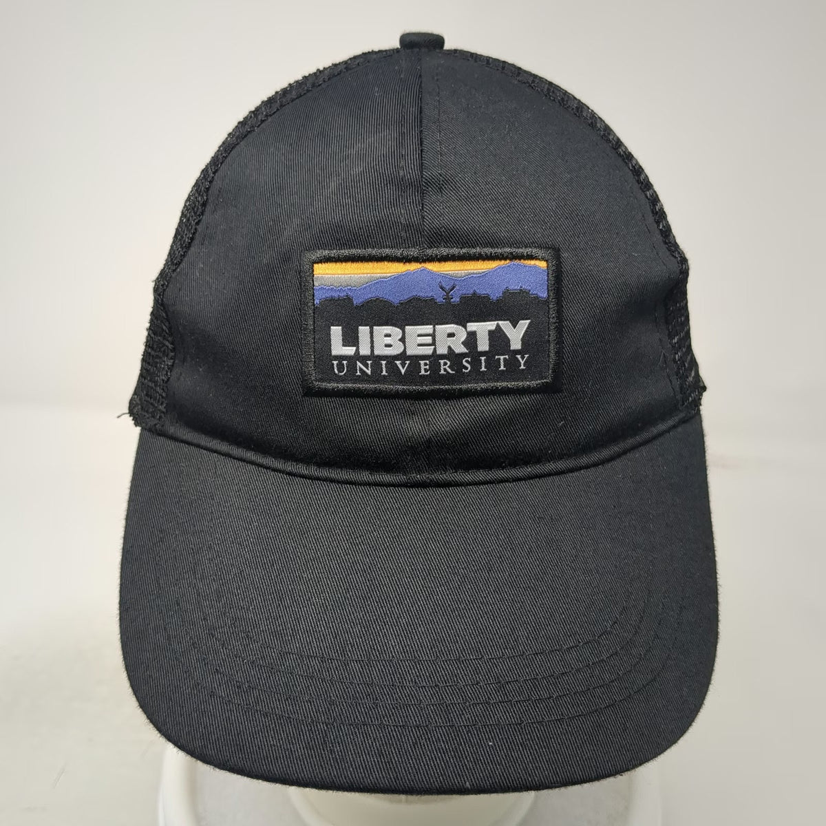 Liberty University Trucker Hat Black One Size Mesh Back Snapback Mountain Patch