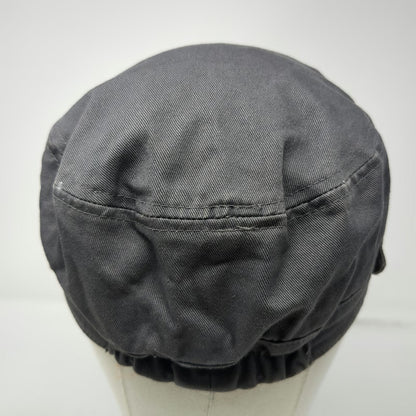 Army Cap Gray One Size Elastic Back Side Button Detail Flat Top Cadet Style Hat