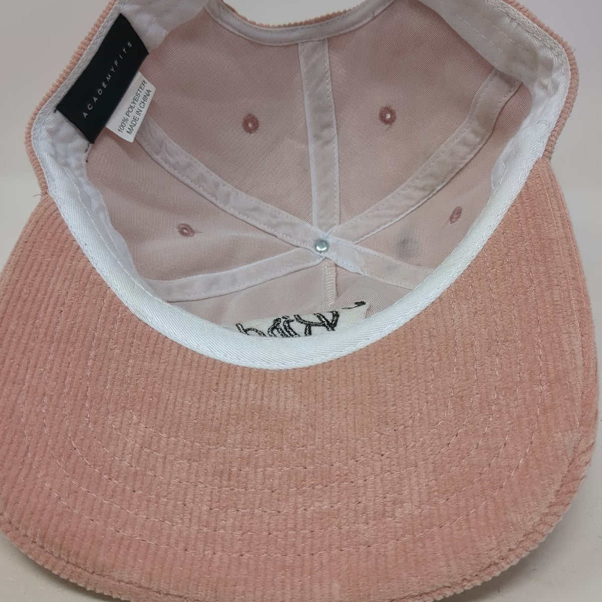Academy Fits 5 Panel Pink One Size Hat Three Birds Ojai CA Corduroy Strapback