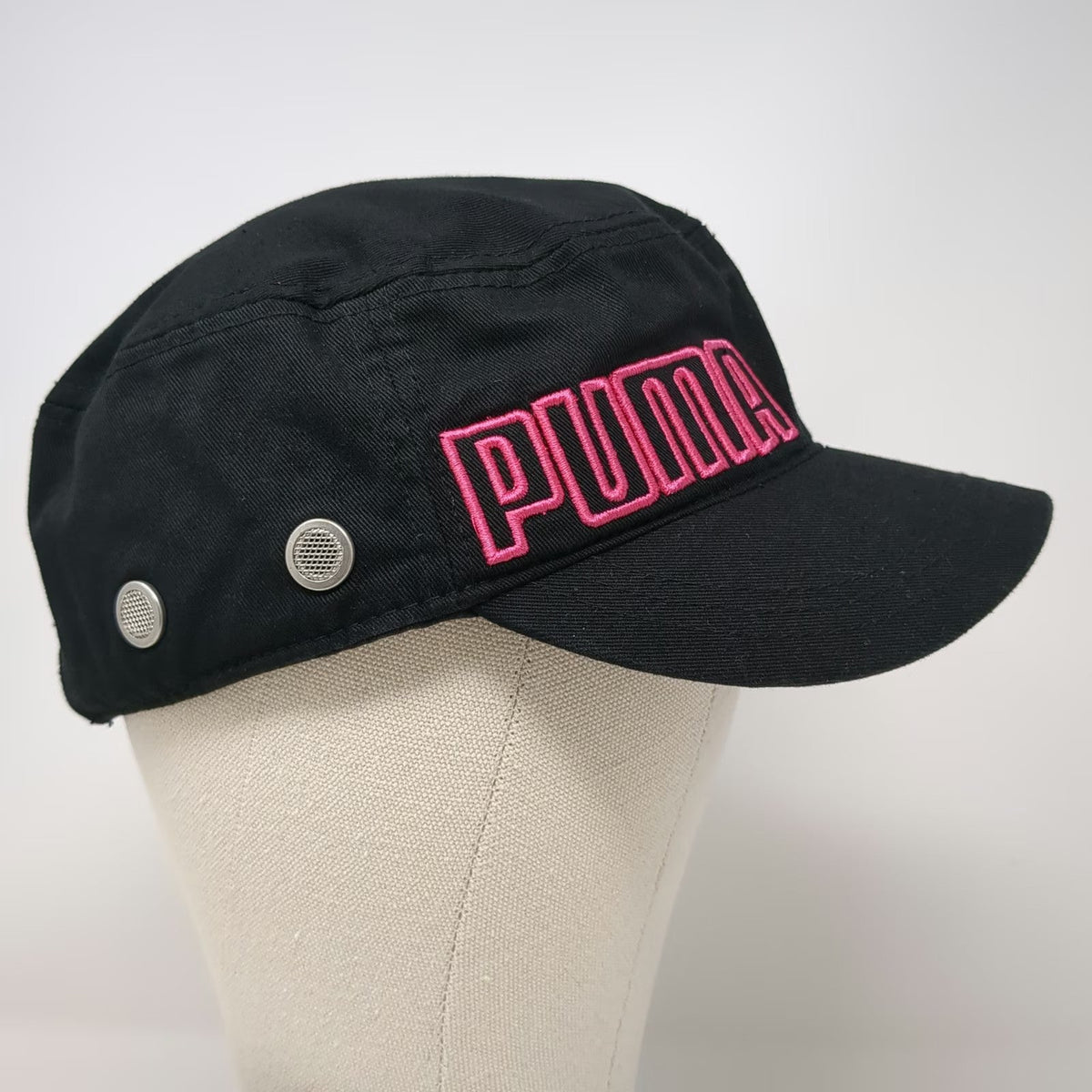 Puma Army Cap Black Pink One Size Cotton Slideback Logo Hat Cadet Military