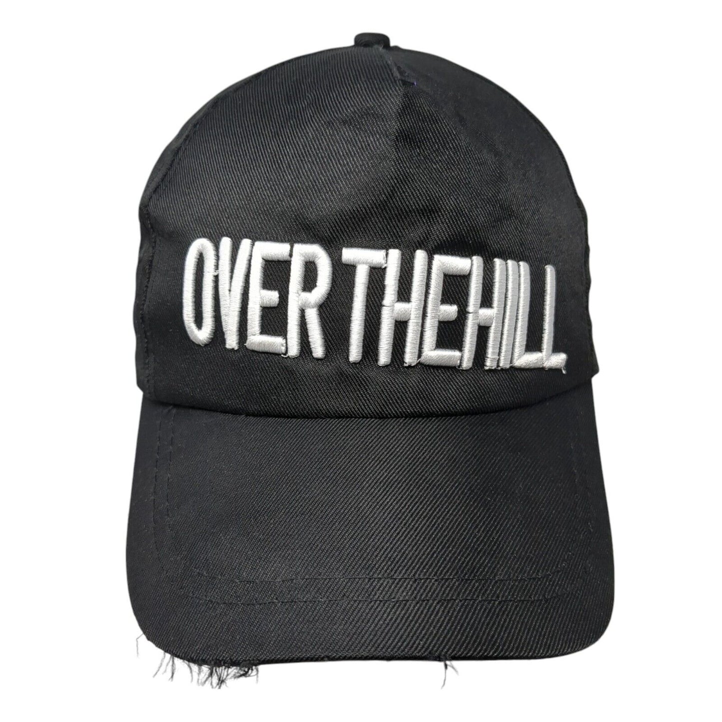 Over The Hill Strapback Hat Black One Size Adjustable Embroidered
