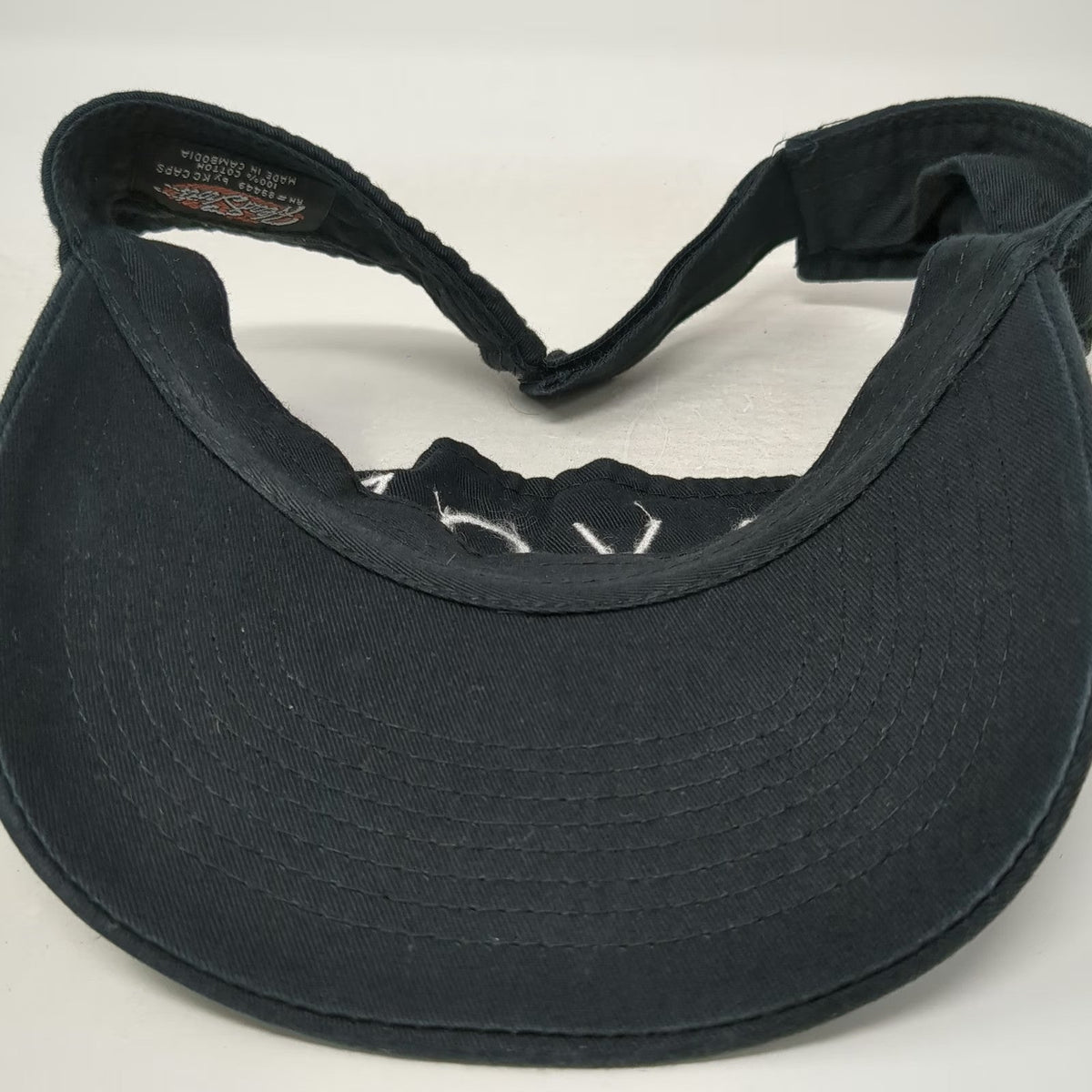 KC Caps Avon Brand Visor Black One Size Cotton Strapback Hat Logo Embroidery