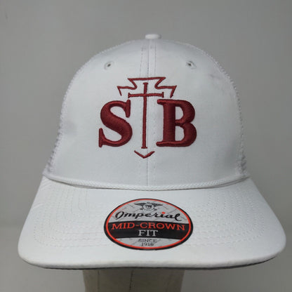 Imperial Men's Snapback Mesh Back Hat White OSFA Embroidered SB Christian Logo