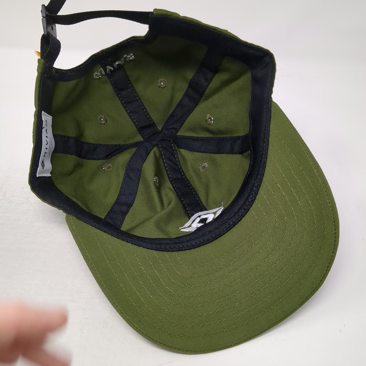 Rivian Baseball Cap Green White One Size Cotton Made in USA Adjustable Strap Hat