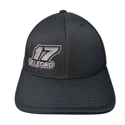 17 Telford Fitted Mesh Back Trucker Hat Black 6 7/8-7 3/8 Embroidered