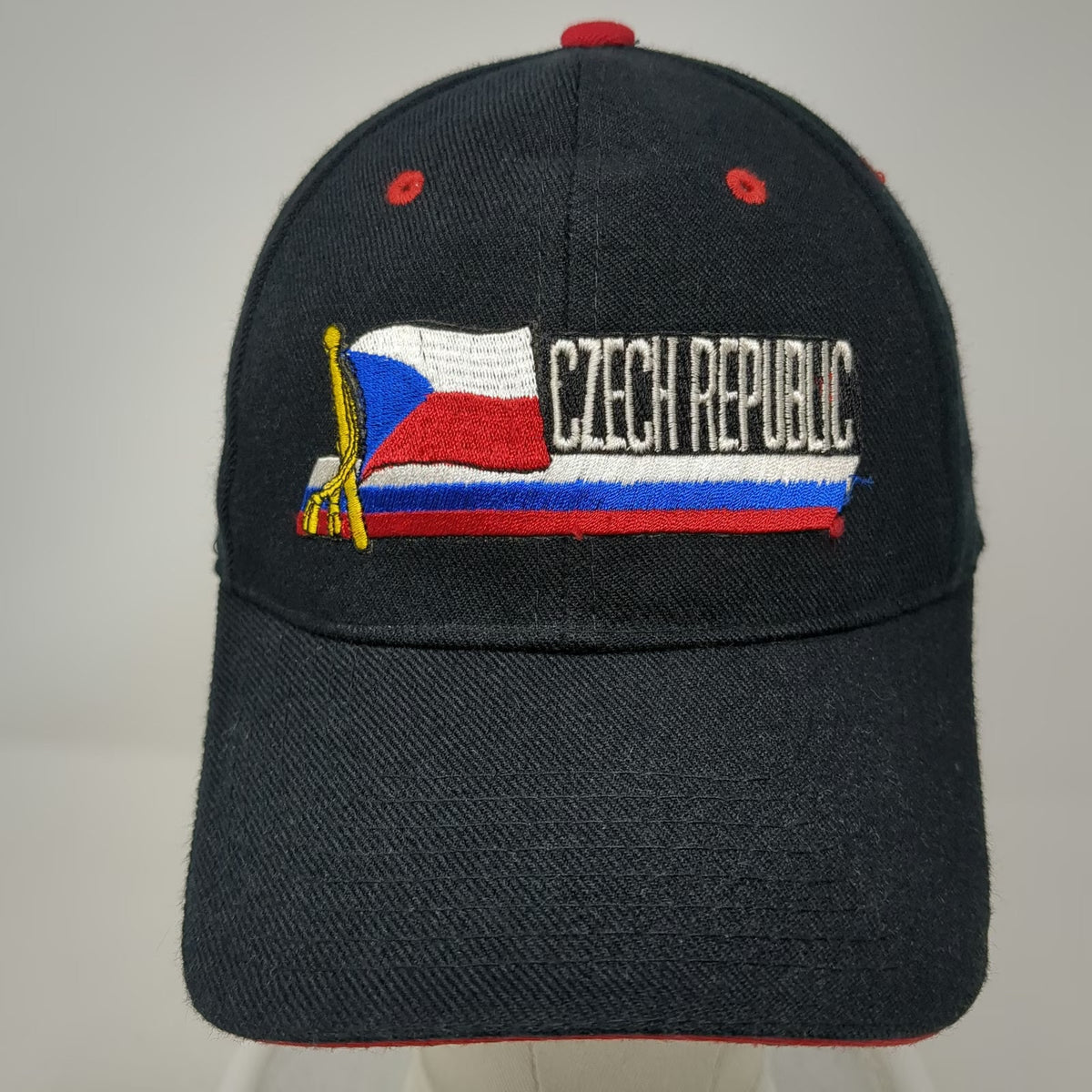 Czech Republic Flag Black One Size Baseball Cap Hat Acrylic Wool Red Underbill