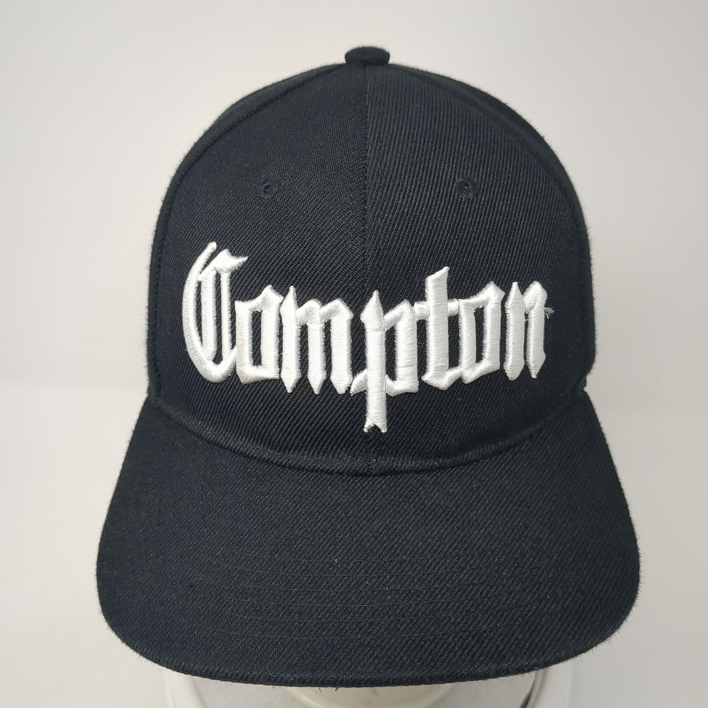 Compton Spell Out Snapback Hat Black One Size Adjustable Embroidered