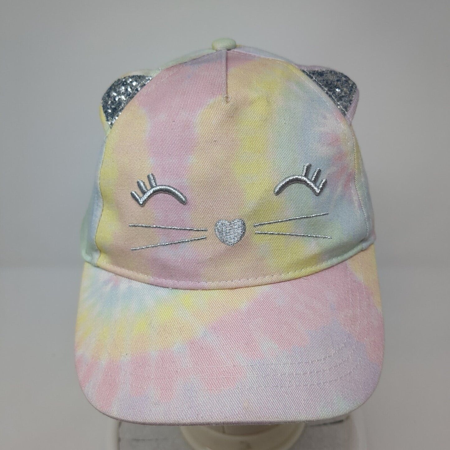 Cat Face Ears Kids Strapback Hat Ponytail Multi OSFA Tie Dye Ponyflo