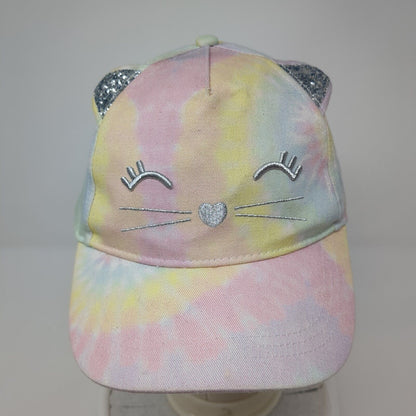Cat Face Ears Kids Strapback Hat Ponytail Multi OSFA Tie Dye Ponyflo