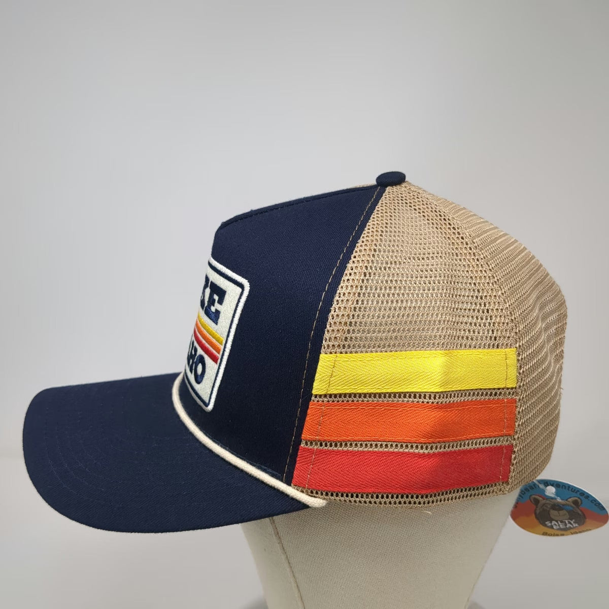 Salty Bear Trucker Hat Blue One Size Hike Idaho Mesh Snapback Rope Side Stripes