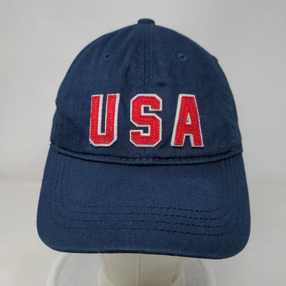 USA Slideback Hat Blue One Size Adjustable Embroidered Vented Holes 6 Panel