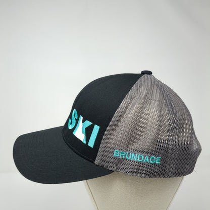 Ski Idaho Brundage Snapback Trucker Hat Black One Size Mesh Back
