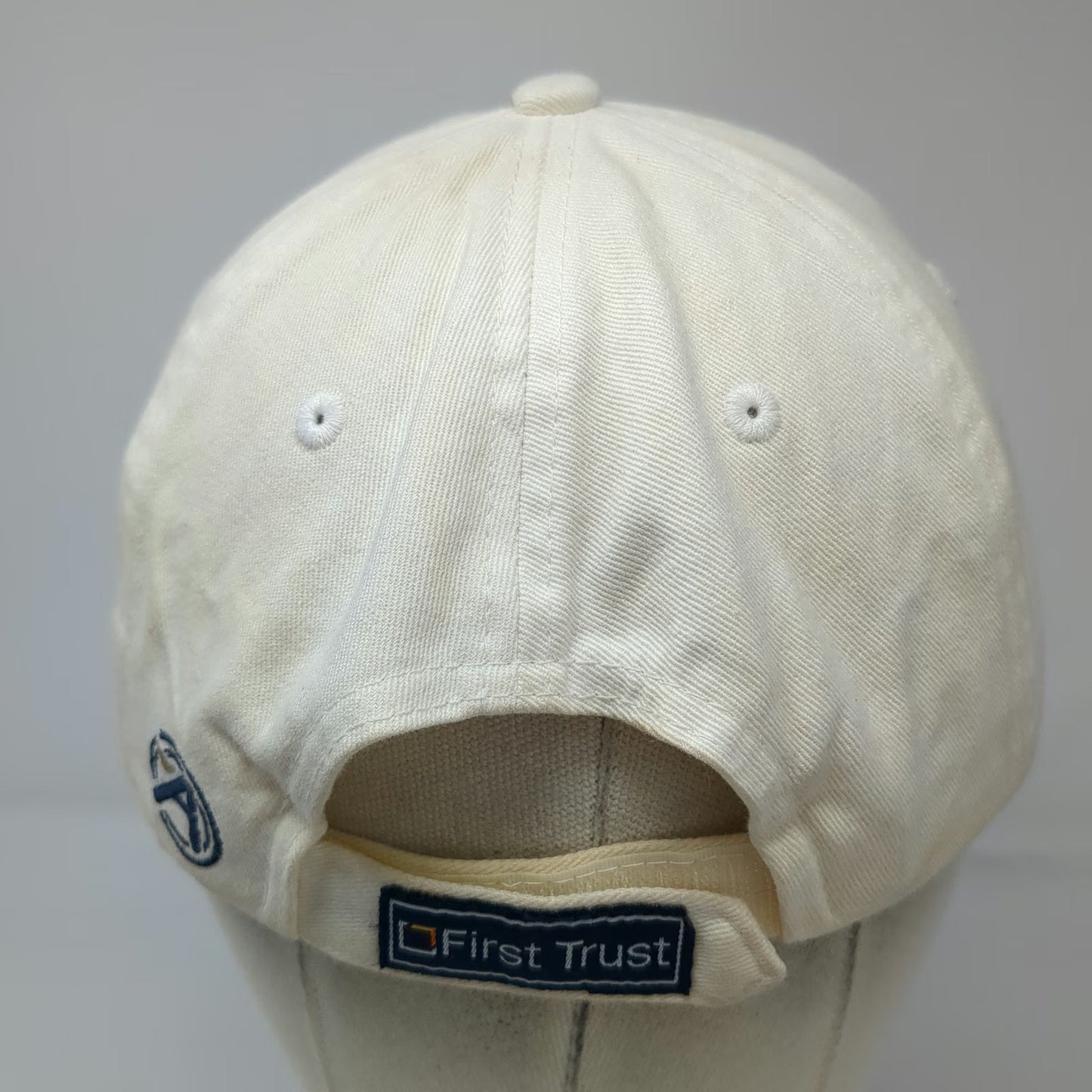 Ahead Baseball Cap White One Size First Trust Logo Strapback Hat Embroidered