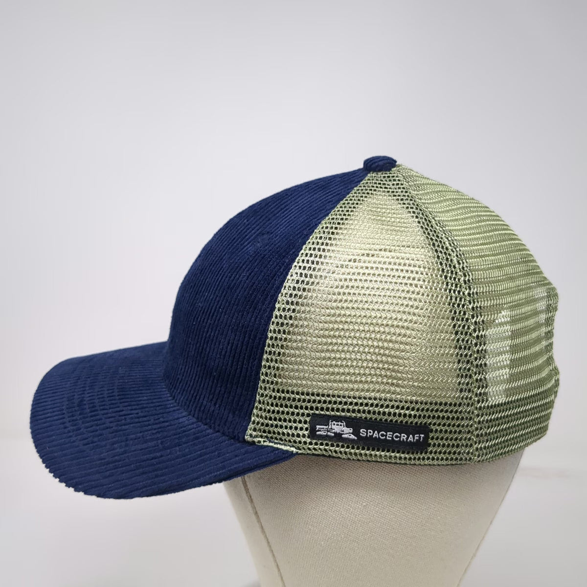 Spacecraft Trucker Hat Blue Green One Size Corduroy Mesh Topo Map Snapback