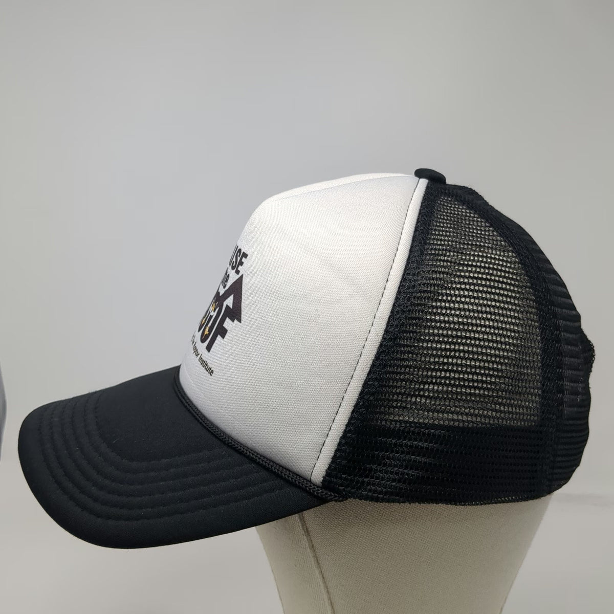 Raptor Institute Raise the Roof Black White Trucker Hat One Size Mesh Snapback
