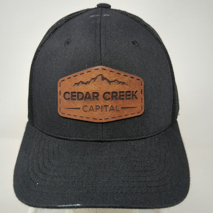Trucker Hat Black Brown One Size Cedar Creek Capital Leather Patch Snapback