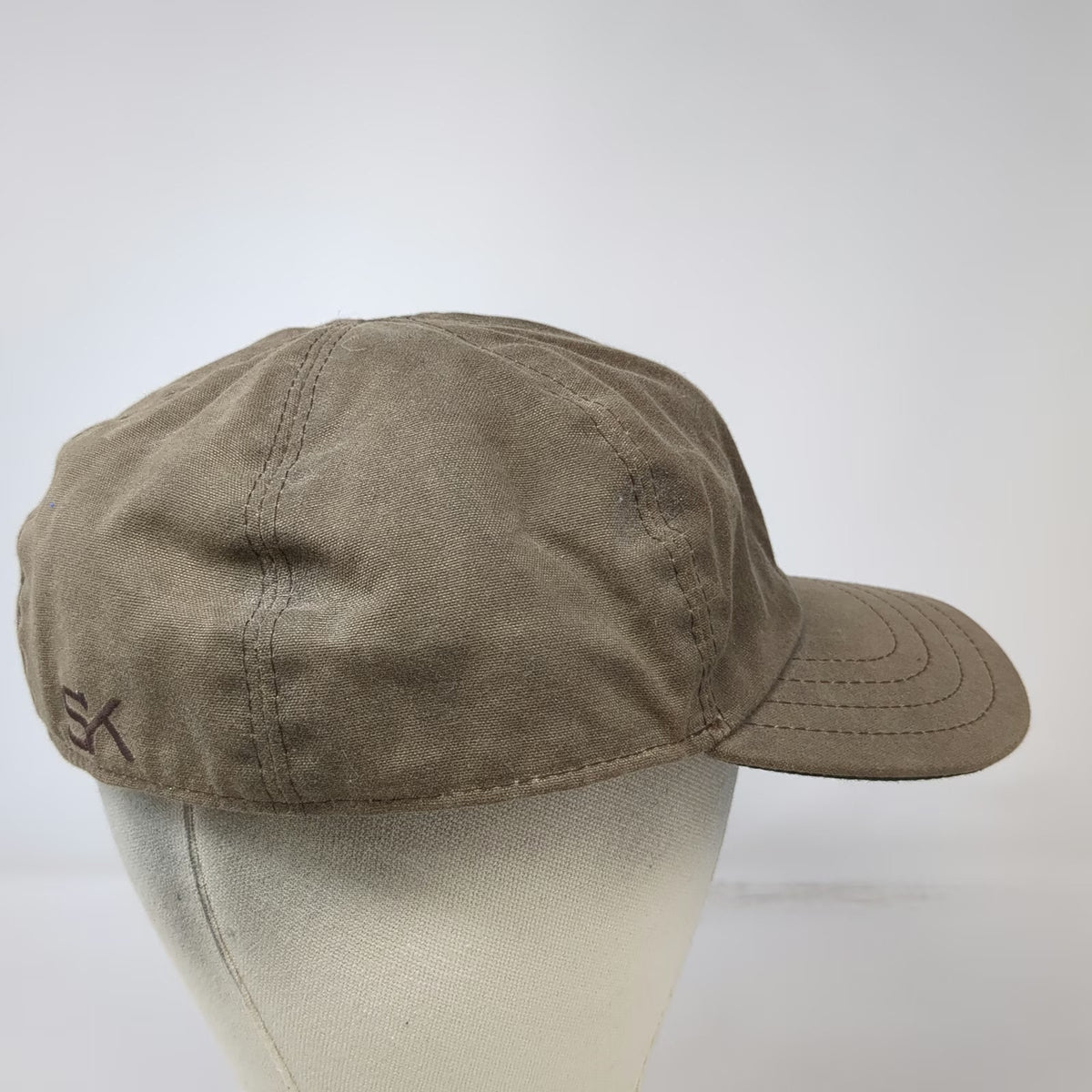 Stormy Kromer Baseball Cap Brown 7 3/4 Waxed Canvas SK Logo Fitted USA Made Hat