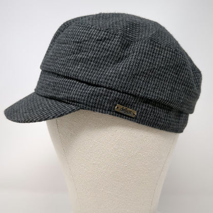 deLux Army Cap Gray One Size Flower Accent Micro Houndstooth Tweed Hat
